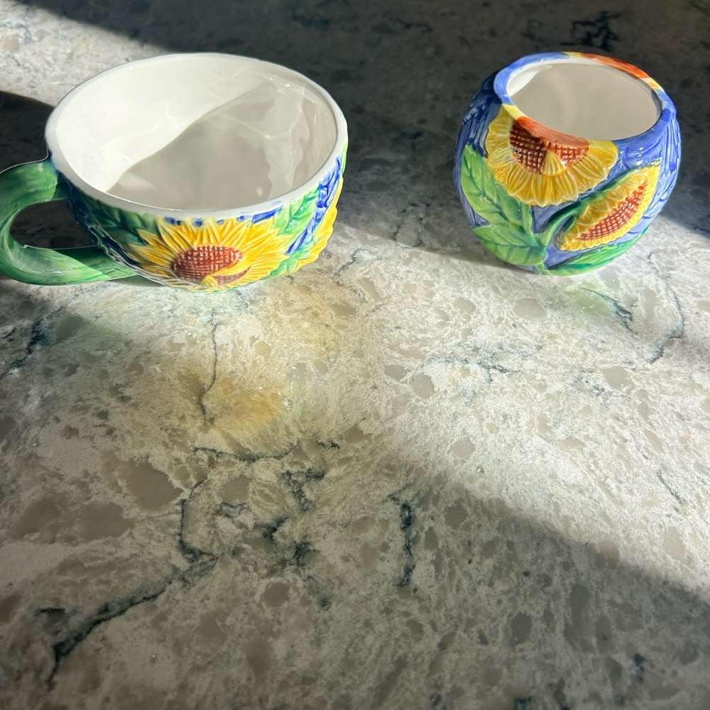 Pacific Rim Mug and Creamer Set New Without Tags Sunflower